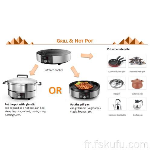 Cuisinière électrique de gril de barbecue avec le pot et le gril